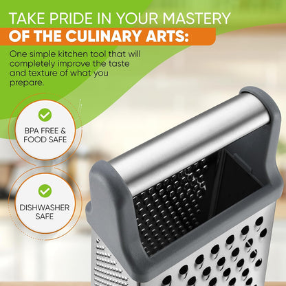 Spring Chef Stainless Steel XL Cheese Grater for Kitchen, Green