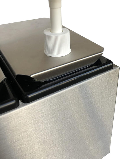Carlisle FoodService Products Condiment Rail Condiment Center with 4 Standard Pumps for Gas Stations, Restaurants, and Fast Food Stainless Steel, 19.25 X 7.75 X 12.5 Inches, Silver