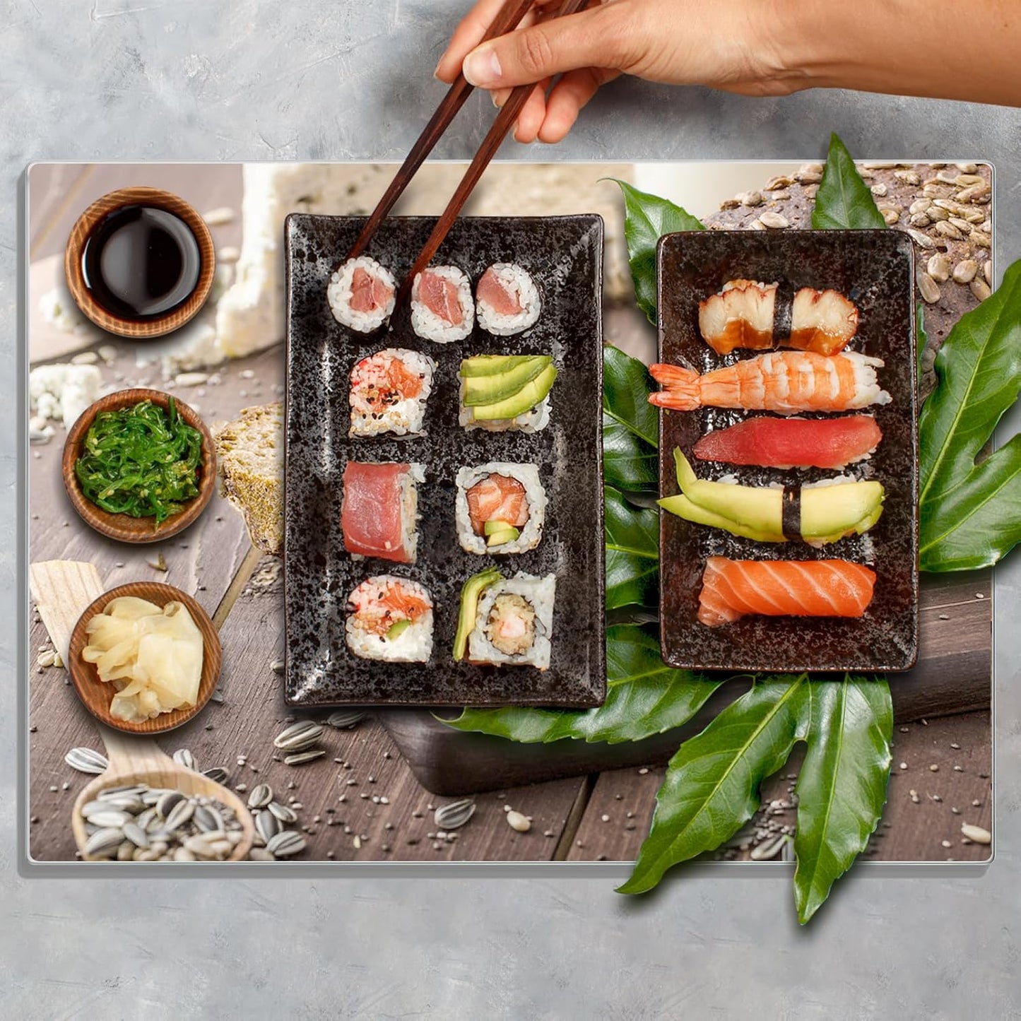 JAMBALAY Tempered Glass Cutting Boards for Kitchen, Gold 12"x8" & 16"x12" Glass Cutting Board Set with Marble Design, With Non Slip Foot, Shatter and Heat Resistant, Dishwasher Safe