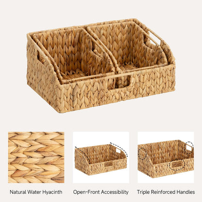 StorageWorks Bundle of 1-Pack Water Hyacinth Pantry Basket & 1-Pack Water Hyacinth Storage Baskets