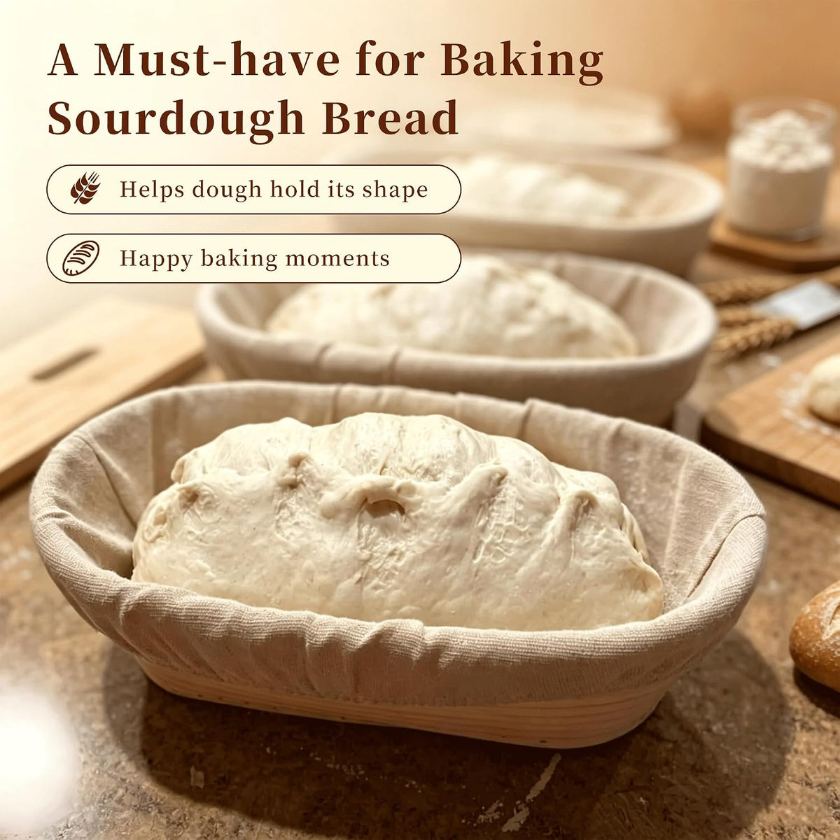 Banneton Bread Proofing Basket 2 Pack 10 In Oval Sourdough Proofing Basket