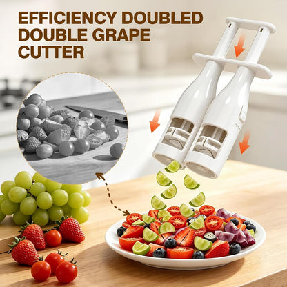 Double Barrel Grape Cutter for Toddlers, Slicer Tool for Fruits & Veggies