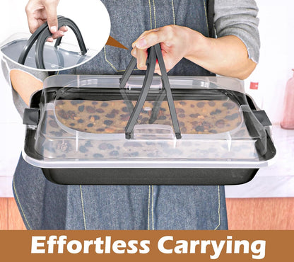 Webake 9x13 Inch Baking Pan with Lid and Handle, Non-Stick Cake Pan 2-Piece Set Rectangle Cake Carrier for Transport & Serve