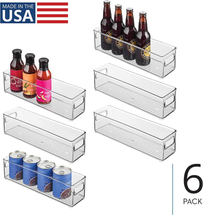 iDesign Stackable Fridge Bin with Handles - Ideal for Freezer or Pantry, Set of 2, Clear, Made in USA