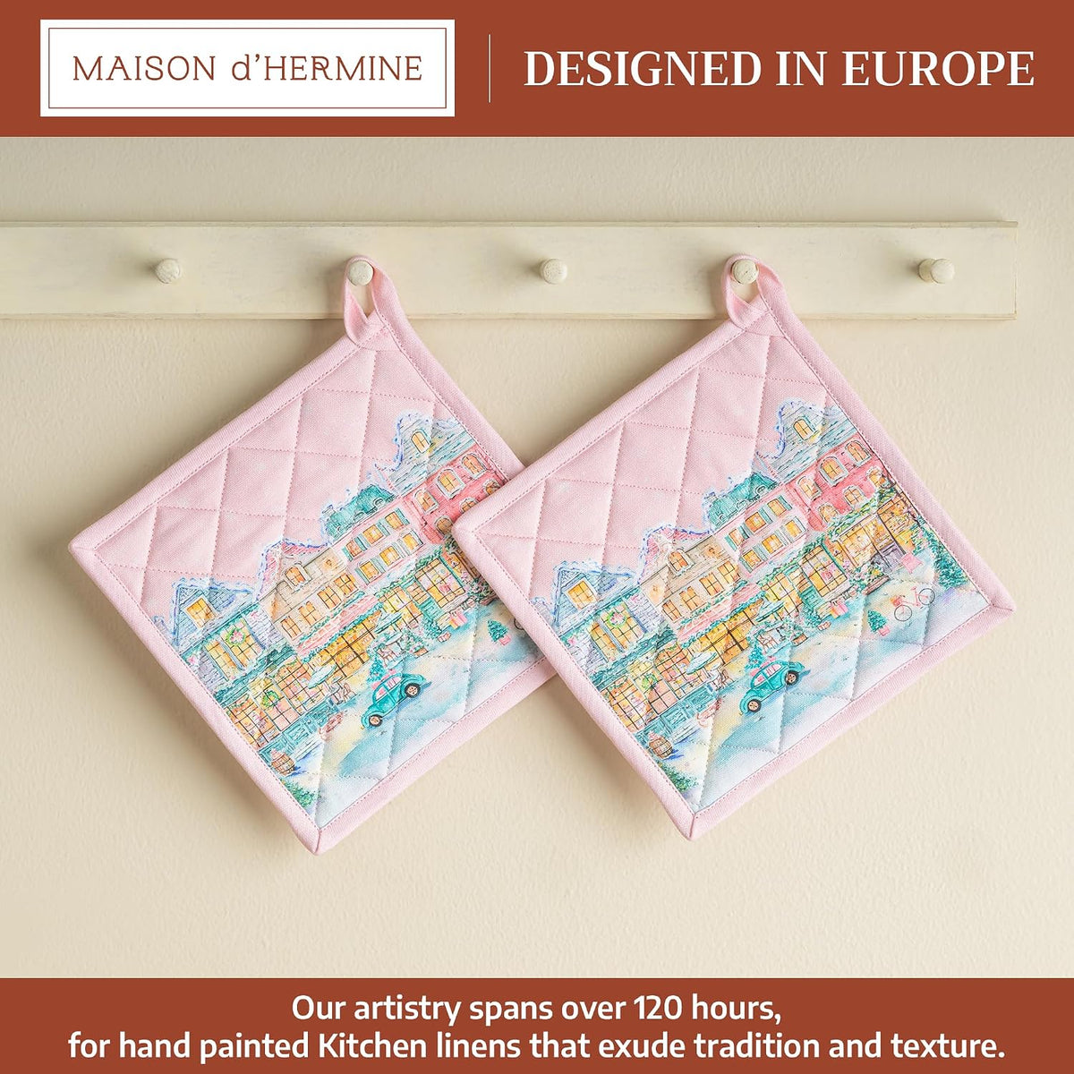Maison d' Hermine Pot Holders 100% Cotton Potholders (8" x 8") - Colors A