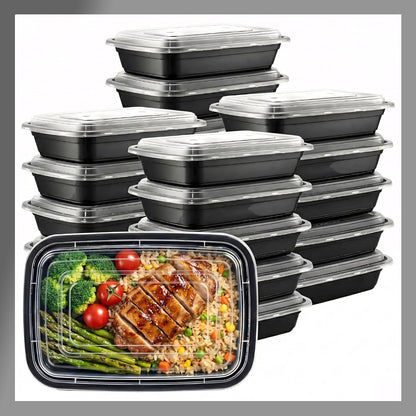 Meal Prep Containers [10 Set] 38 oz with Lids, 1 compartment, Stackable, Reusable, Leakproof, Food Safe, Microwave, Freezer & Dishwasher Safe for Food Prep Storage Bento Box (10 Set, 38 oz)
