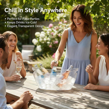 Ice Bucket 2 Pcs, Clear Acrylic Ice Buckets for Parties, Plastic Beverage Tub & Champagne Bucket for Mimosa Bar Supplies, 5.5L Buckets Tub for Drinks Beer Cocktails Sparkling Wine, 17 * 7.8 inch