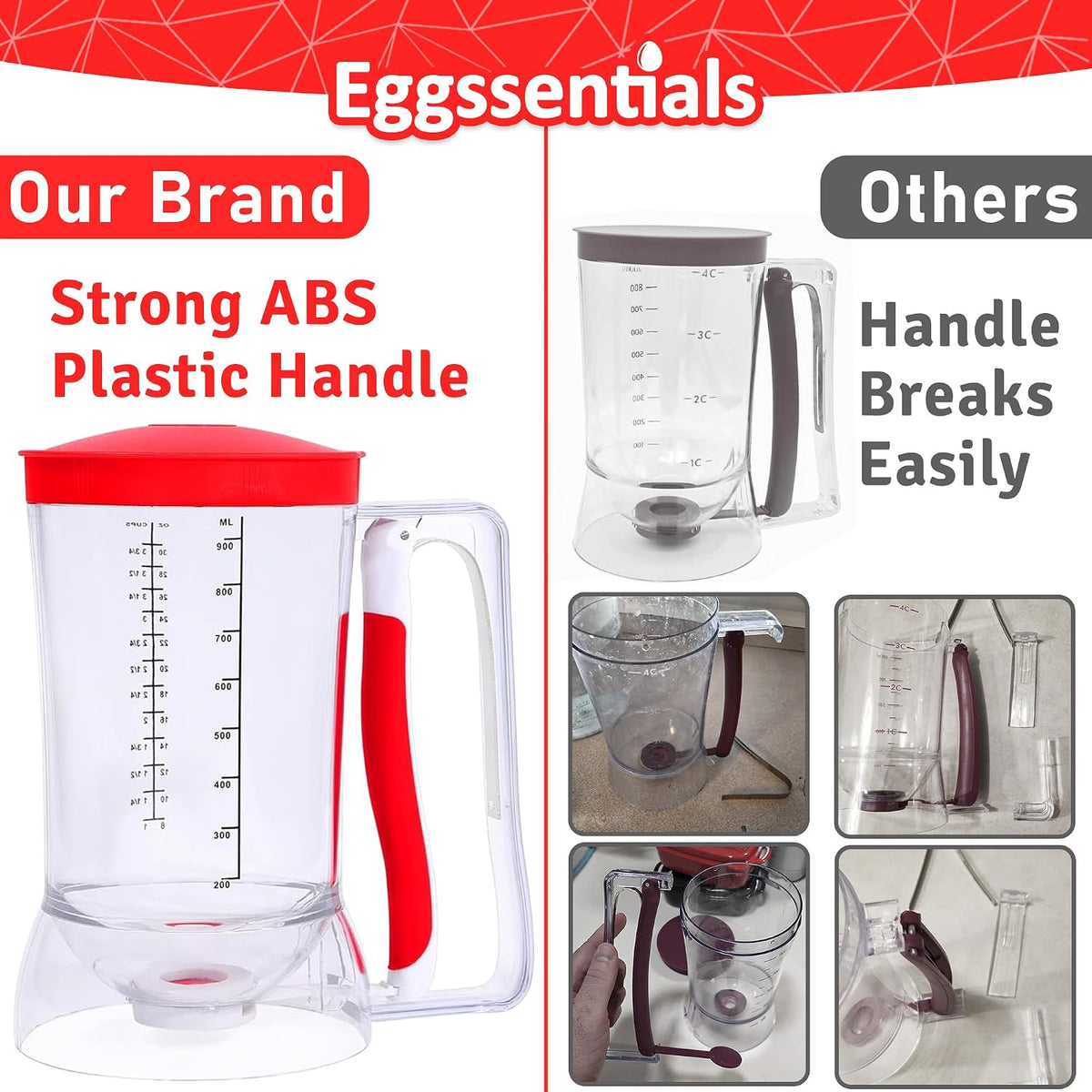 Eggssentials Pancake Batter Dispenser with Squeeze Handle Pancake Dispenser