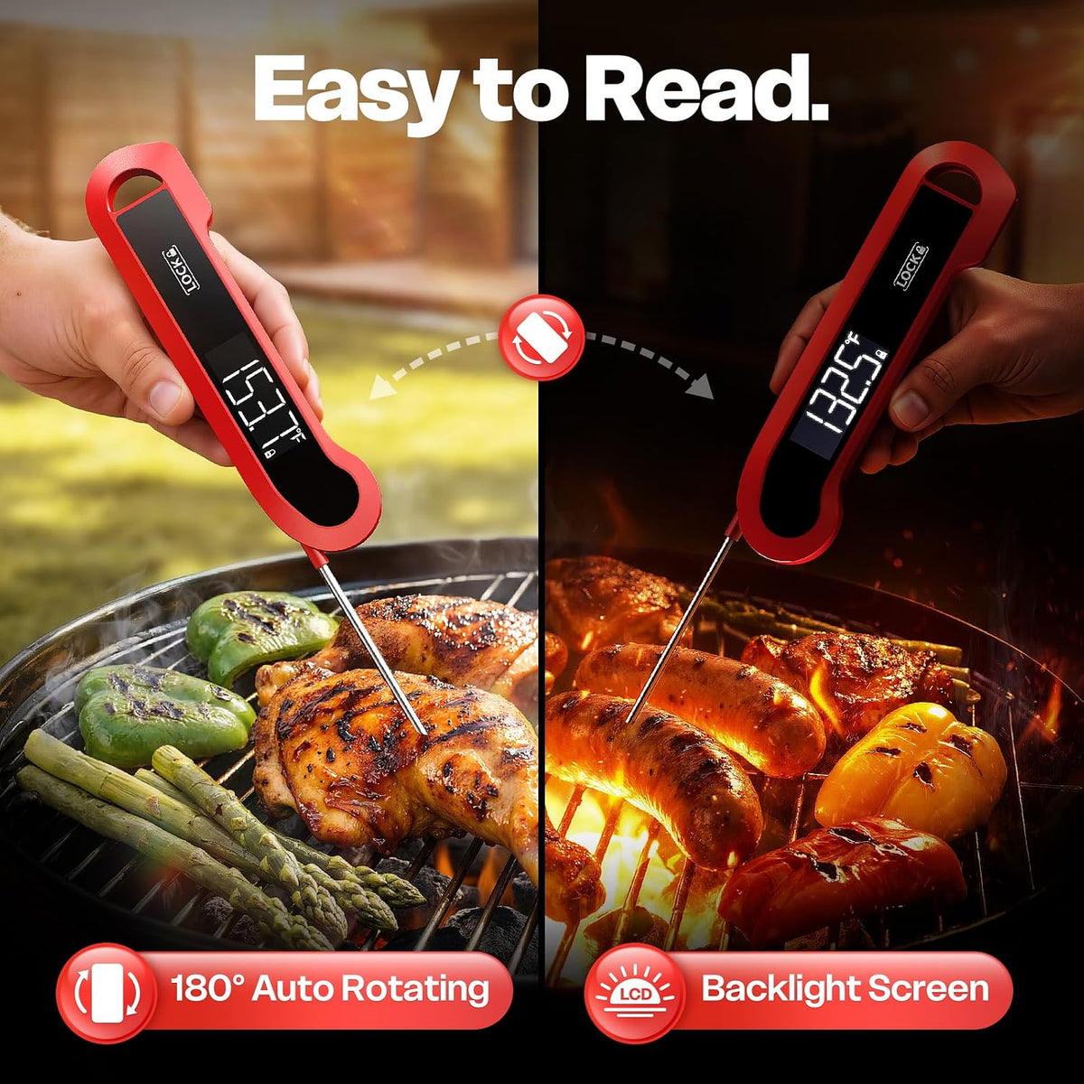 Meat Thermometer Digital, 1-2 Sec Instant Read, Grilling, Cooking, Food