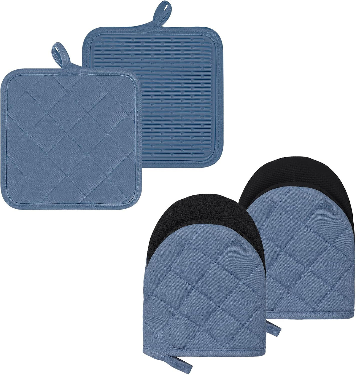 Goldmeet Mini Oven Mitts 2-Pack, 7"x5.5", 500°F Silicone Grip, Gray