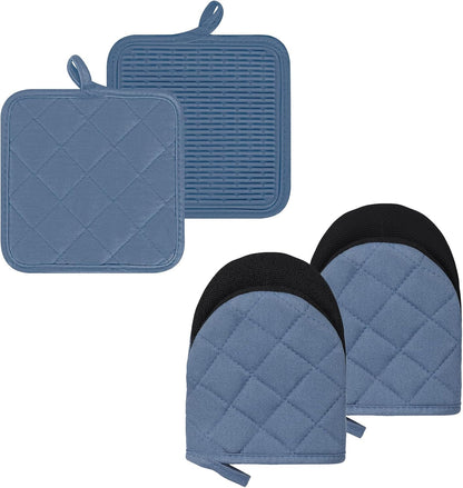 Goldmeet Mini Oven Mitts 2-Pack, 7"x5.5", 500°F Silicone Grip, Gray