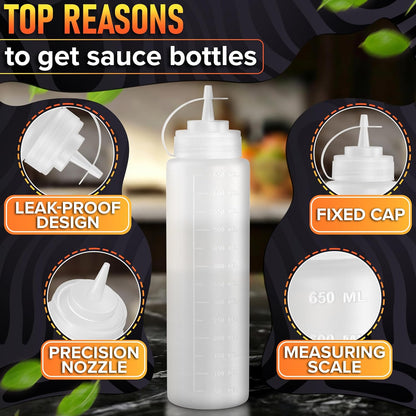 BURIUS Inverted Condiment Squeeze Bottles 16 oz for Sauces, Honey