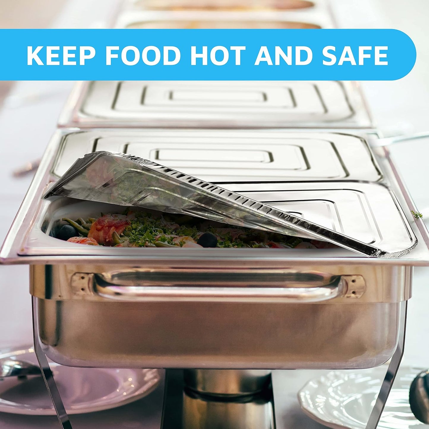 MontoPack Half-Size Aluminium Foil Lids | [100 Pack] Perfect Fit for 9x13 Roasting Pans | Premium Quality for Baking & Catering | Disposable Food Prep Containers Lids