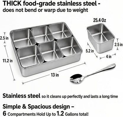 Stainless Steel Yakumi Pan, Yakumi Pans, Yakumi Mise En Place, Mise En Place Containers, Japanese Food Container, Condiment Containers, Multi Compartment Food Containers (8 Compartment)