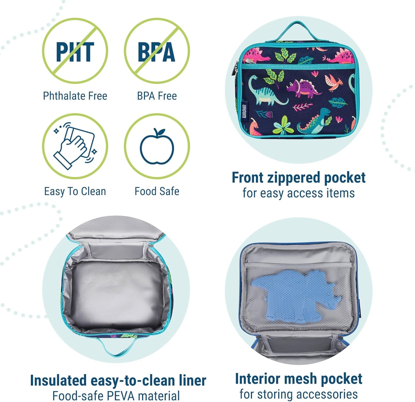 Wildkin Kids Insulated Lunch Box, Keeps Food Hot or Cold, BPA-Free with Mesh Pockets & Easy-Clean Lining – Ideal for School, Travel & Daycare – Holographic