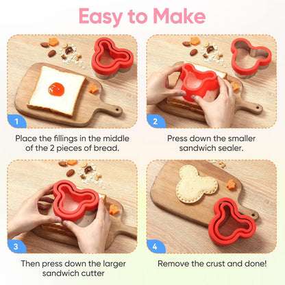 Uncrustable Sandwich Cutter, Sandwich Cutters for Kids Lunch, 43 Pcs Kids Sandwich Cutter and Sealer Set with Storage Case, Crustless Sandwich Cutters Shapes for Girl Boy Lunch & Bento Box Accessories