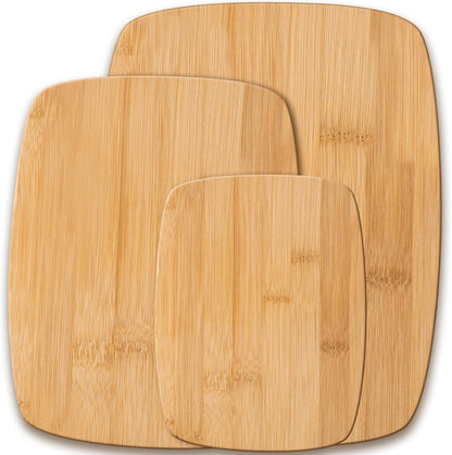 Bamboo Cutting Board Set of 3, Reversible Wood Cutting Boards for Kitchen