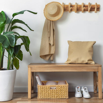 GRANNY SAYS Wicker Storage Baskets for Shelves, Water Hyacinth Basket with Scalloped Edge, Storage Wicker Baskets for Pantry, Large, 2-Pack