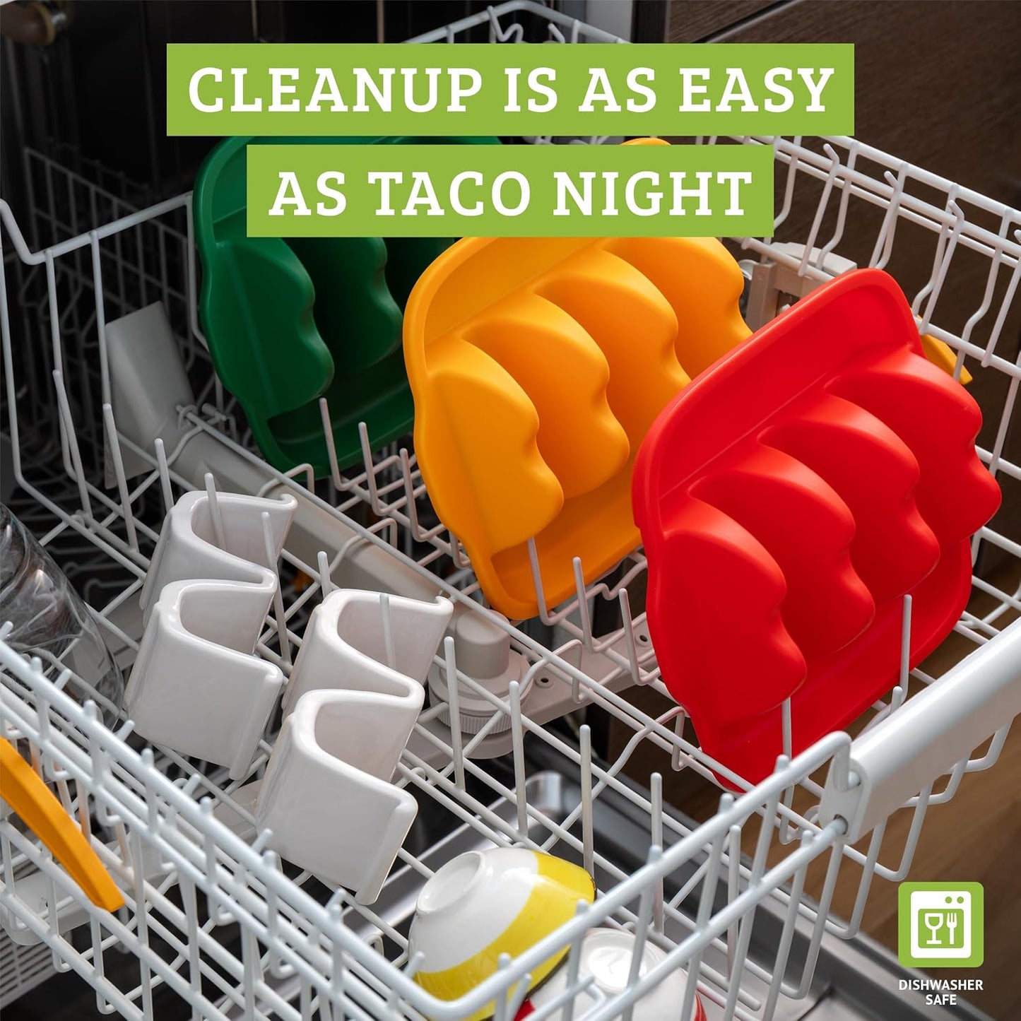 Ceramic taco holder (2 Pack) soft taco holders, Holds 4 tacos, wrap server for oven and Kitchen, For Hard and Soft Shell, Dishwasher & Microwave Safe (White)