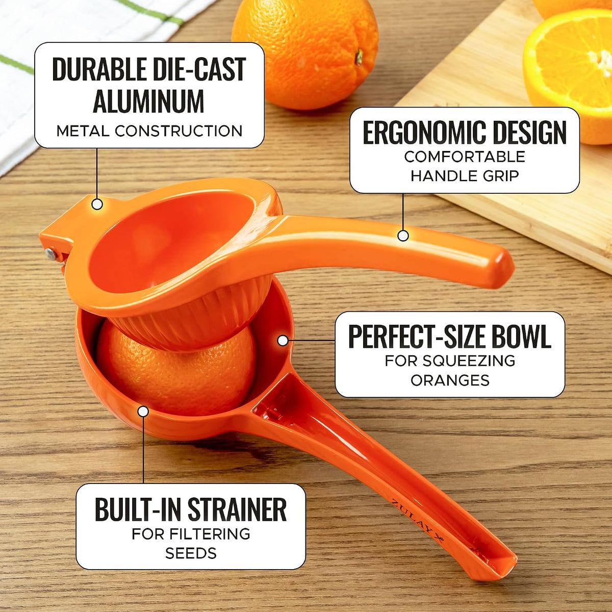 Zulay Kitchen Metal Orange Squeezer