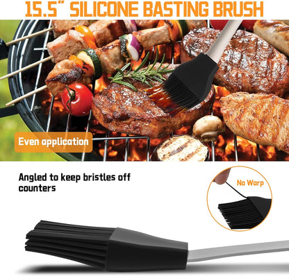 28PCS Stainless Steel BBQ Grill Accessories Set, Grilling Gifts for Men Birthday Father's Day, Portable Multifunction Grilling Utensils Tools Kit with Storage Bag for Outdoor Grill Camping BBQ Party