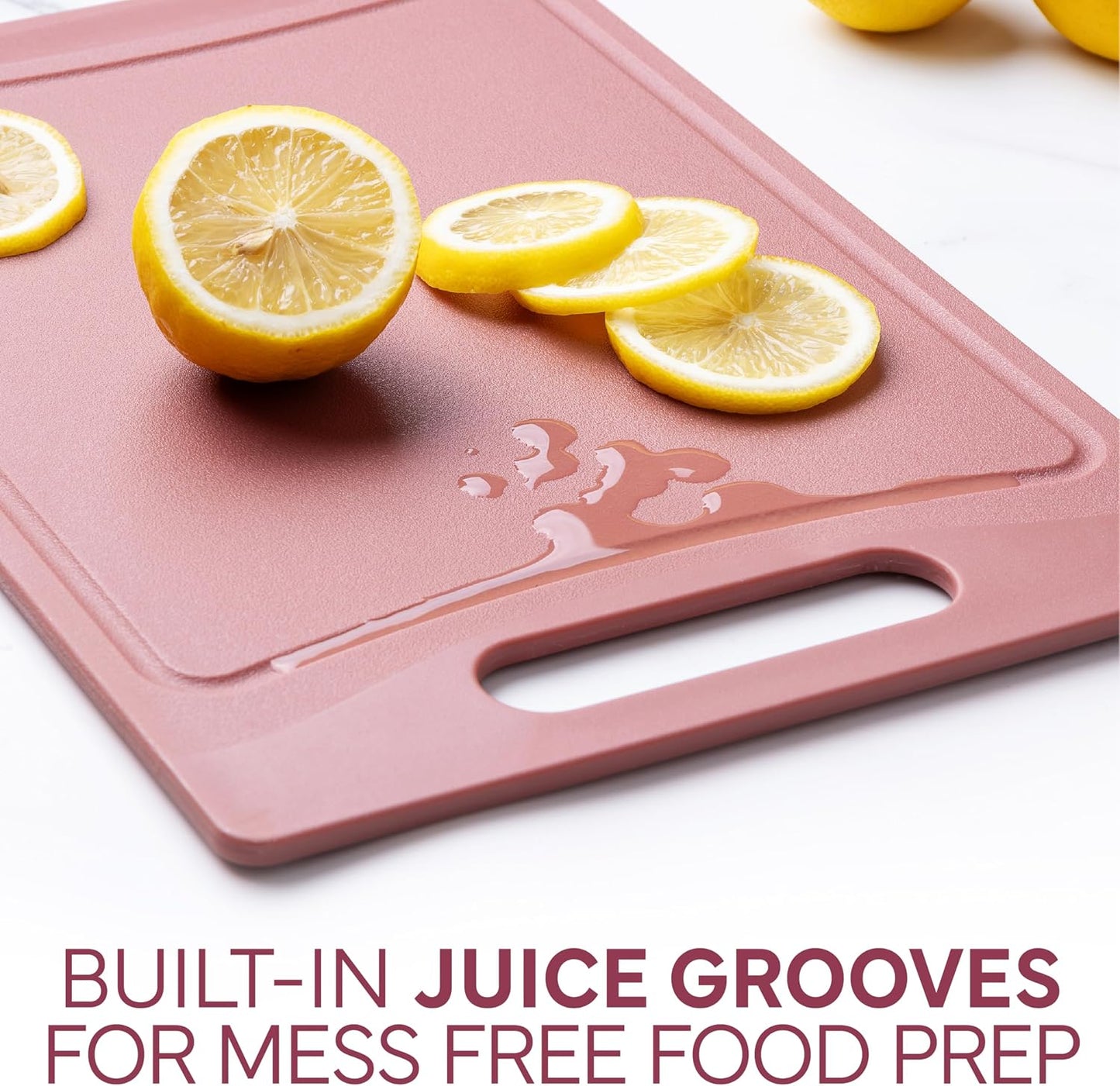COOK WITH COLOR Non-Slip Cutting Board Set – Kitchen Essentials with Easy Grip Handle for Meat, Veggies, and Fruits, 3 Cutting Boards, Speckled White