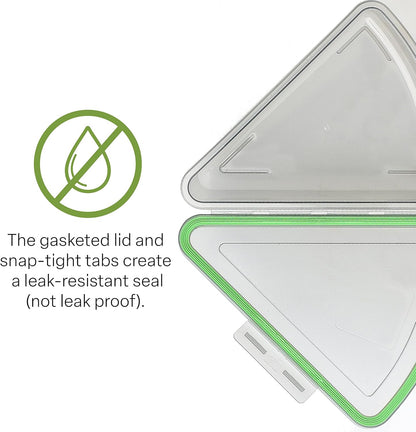 MyGo Container Large To-Go 3-Compartment Food Containers, Pack Of 3, 9-3/8" X 9-3/8" X 2-1/2", Reusable, Microwave Safe, NSF Certified, Smoke/Green