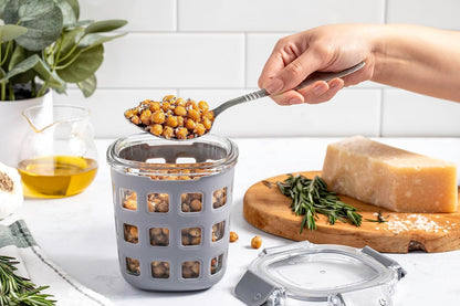 Ello Duraglass Meal Prep Container- Glass Food Storage Container with Silicone Sleeve and Airtight BPA-Free Plastic Lid, Dishwasher, Microwave, and Freezer Safe