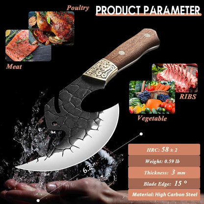 ROCOCO Viking Cleaver Knife Birthday - Kitchen Axe & Sheath Father Gift Men