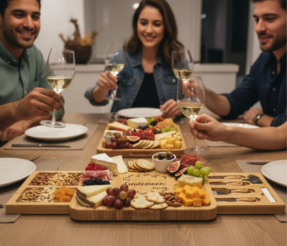 Personalized Charcuterie Board Set with Two Drawers, Custom Engraved Bamboo Cheese Board, Christmas, Wedding and Housewarming Gift for Couples, Anniversary and Bridal Shower