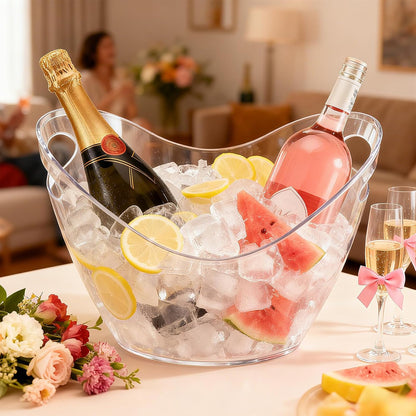 3 Pcs Ice Bucket, 4 Liter Champagne Wine Bucket with Scoops, Beer Buckets Beverage Bin Clear Acrylic Storage Tub for Wine Champagne or Beer Bottles Bar Supplies