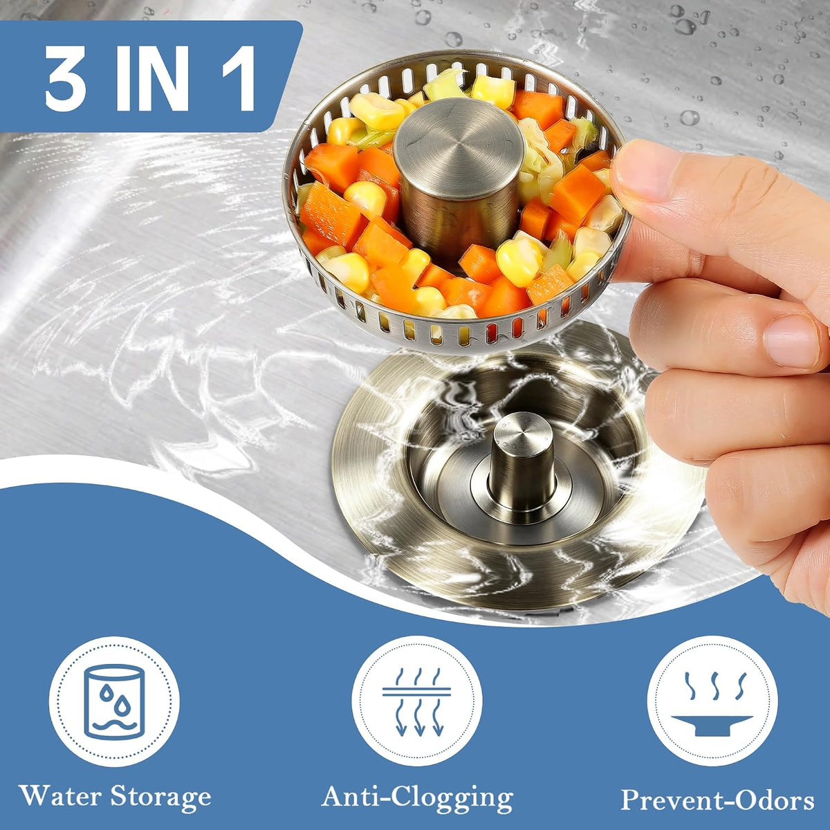 TGOSOMT Kitchen Sink Drain Strainer Stopper