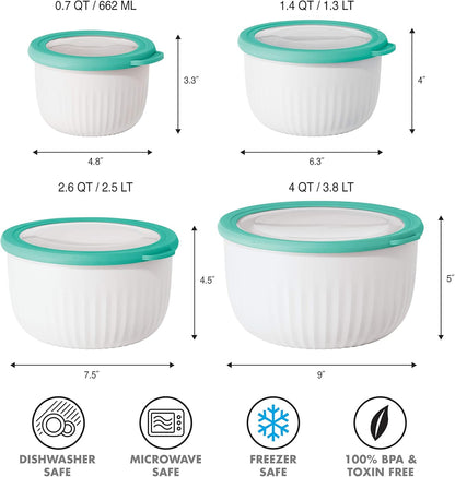 Oggi Prep, Store & Serve Plastic Bowl w/See-Thru Lid- Dishwasher, Microwave & Freezer Safe, (4 qt) Lt Gray w/Dk Gray Lid