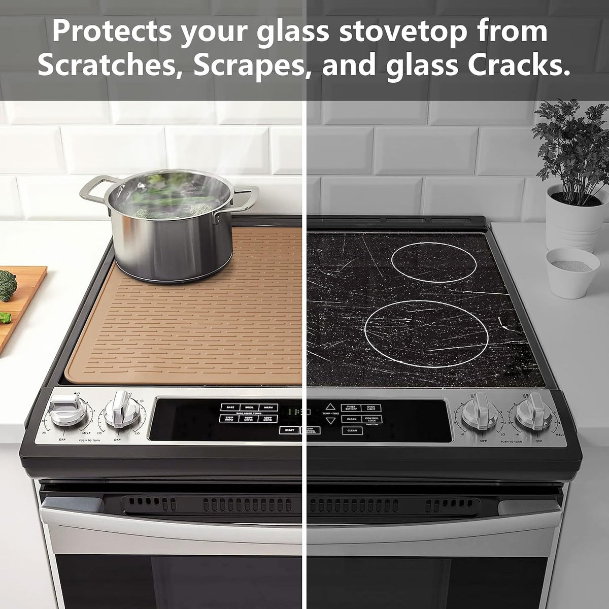 YUHFERA Stove Top Cover for Electric Stove - Silicone Stove Mat for Glass Top, Glass Cooktop Protector For Kitchen,Multi-functional Oven Covers for Electric Stove (Black,28 x 20)