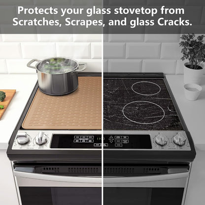 YUHFERA Stove Top Cover for Electric Stove - Silicone Stove Mat for Glass Top, Glass Cooktop Protector For Kitchen,Multi-functional Oven Covers for Electric Stove (Black,28 x 20)