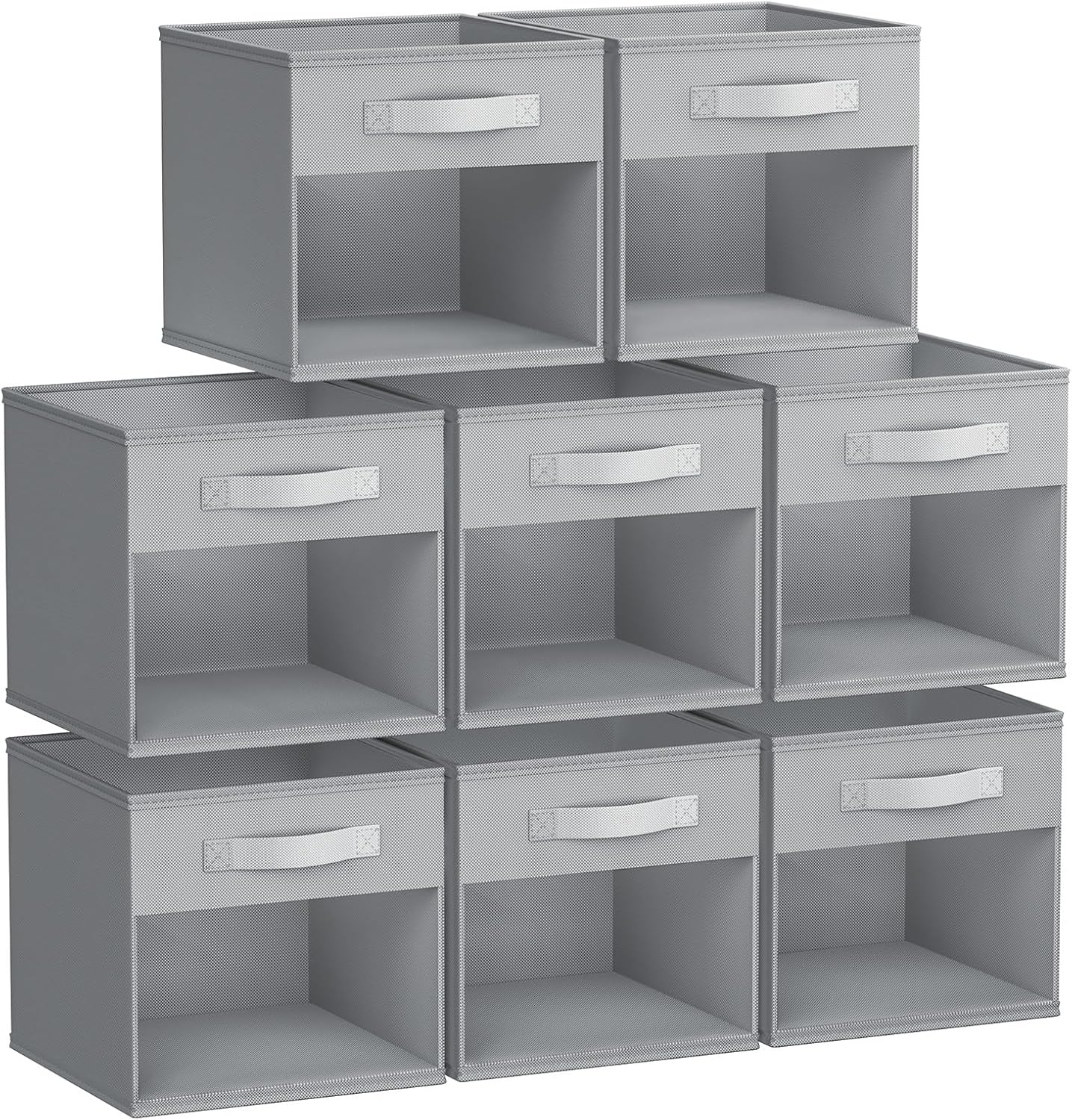 DIMJ Storage Cubes, 11x 11 inch Cube Storage Bin, 6 Pack Closet organizers and storage Bins with Window, Collapsible Baskets with Handle for Shelves, Clothes, Toys, Books (Grey)