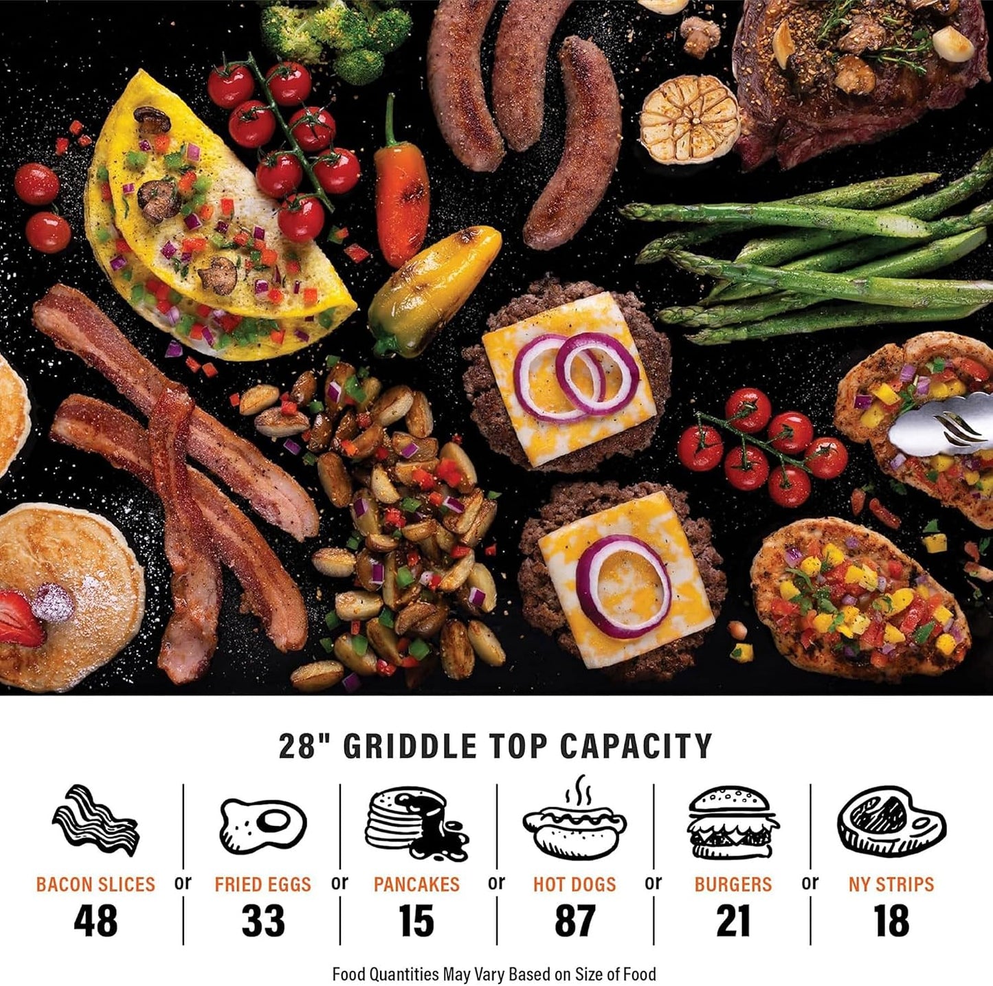 Blackstone Omnivore Outdoor Flat Top Gas Griddle w/Hard Cover, 28” - for Breakfast, BBQ & Grilling w/Steel Cooking Surface, Folding Side Shelves, Rear Grease System & Push-Button Ignition