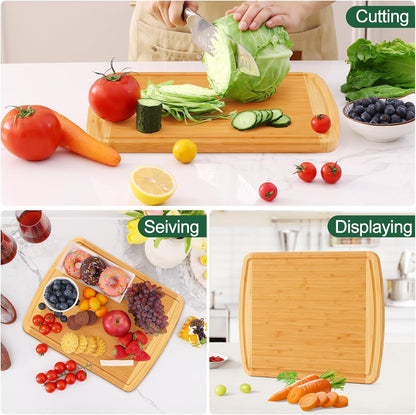 Homaxy Extra Large Bamboo Cutting Boards for Kitchen, 18x12.5" Wood XL Cutting Board with Juice Groove, Butcher Block Wooden Chopping Board for Kitchen, Meat, Cheese, Fruit & Vegetables - Pre Oiled