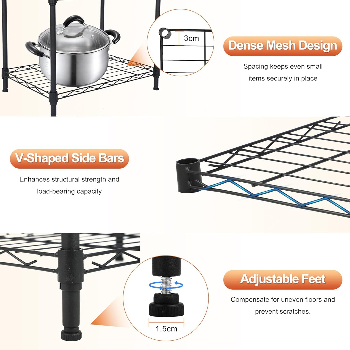 Whitmor 2-Wire Shelving Unit, Metal Storage Shelves, Stacking Shelf with Basket, Easy Assembly Home Organizer for Pantry, Kitchen, Garage, Plant