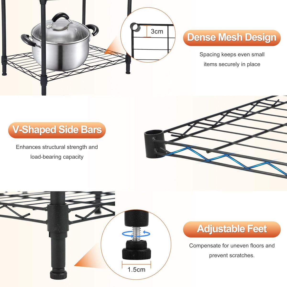 Whitmor 2-Wire Shelving Unit, Metal Storage Shelves, Stacking Shelf with Basket, Easy Assembly Home Organizer for Pantry, Kitchen, Garage, Plant