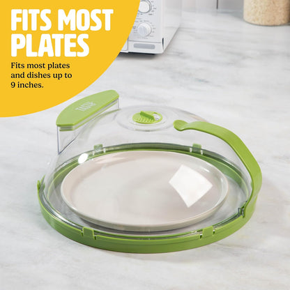 Tasty Microwave Splatter Cover with Built in Water Steamer & Reservoir, Fits Plates up to 9", Helps Retain Moisture and Taste, Keeps Microwave Clean, Dishwasher Safe