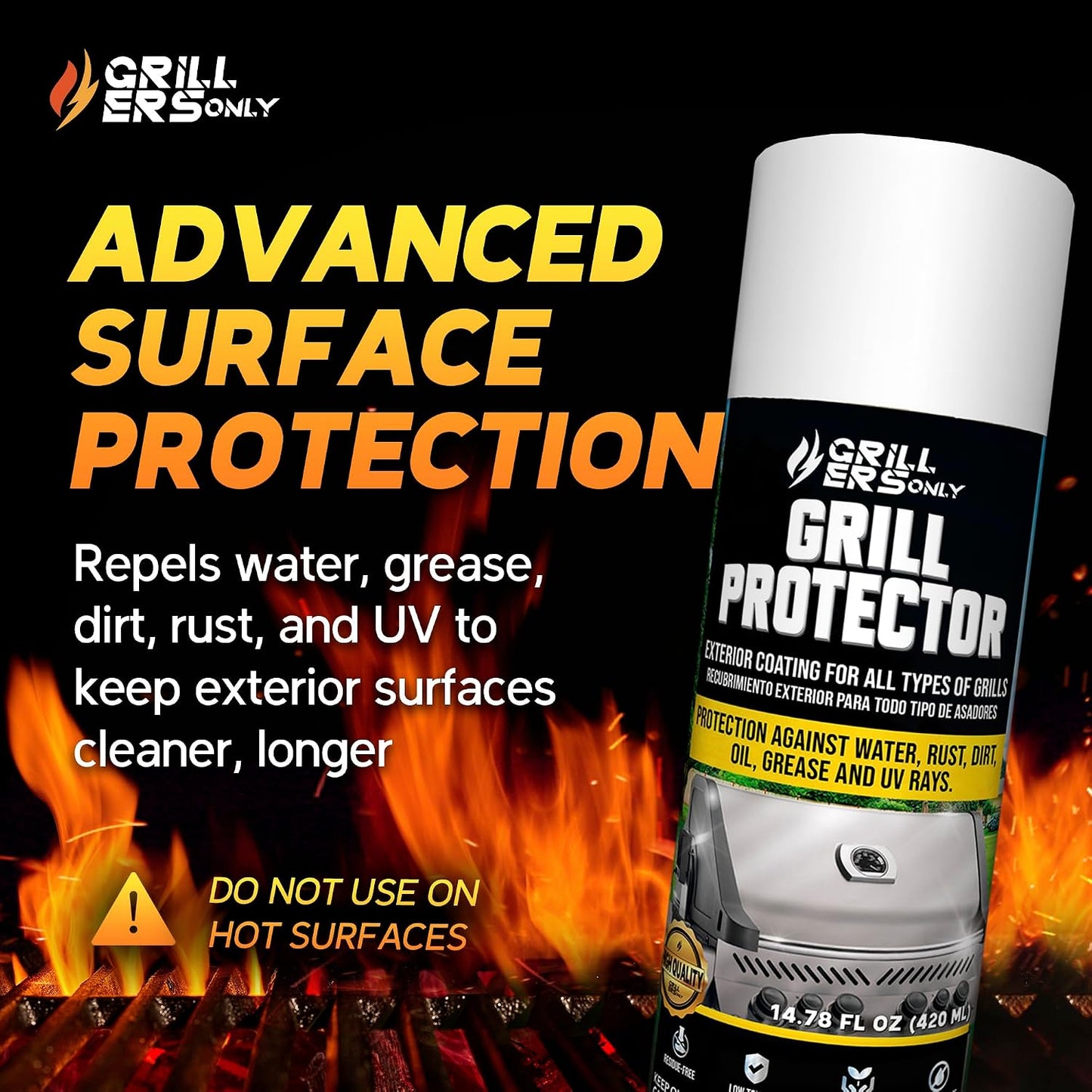 Grill Cleaner Spray & Degreaser | Heavy-Duty Grill Spray for BBQ, Griddles & Cast Iron Cleaner - Professional Outdoor Kitchen Formula - 35.2 fl oz.