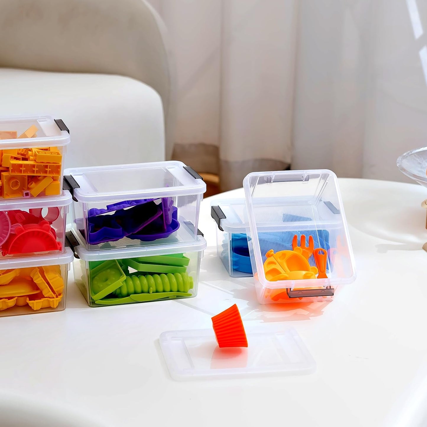 Citylife 6Packs 7.8Qt Plastic Storage Bins with Lids, Clear Organizer | Stackable totes Containers for Craft Supplies, Documents,Garage,Toys,Office and Classroom
