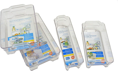 Dial Industries, Inc.Fridge, Kitchen Pantry Stackable Organizer Bins, Set of 4, Assorted Sizes