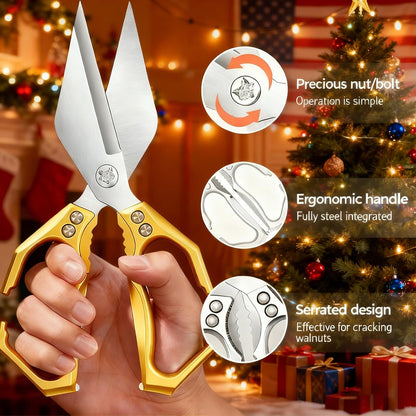 Multifunctional Heavy Duty Kitchen Shears,Kitchen Shears for Cutting Chicken,Kitchen Scissors for Food, Japanese High-Carbon Steel Culinary Poultry Shears, for Chicken,Meat,Fish,Bone Cutting(Silver)