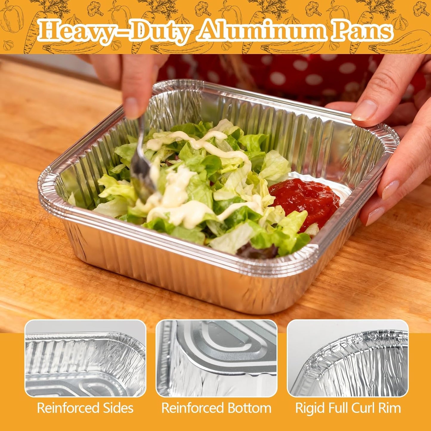 Thickened 9x13 Aluminum Pans with Lids, 20 Pack Heavy Duty & Extra Deep Disposable Aluminum Foil Pans, Disposable Half Size Foil Baking Tray for Cooking, Meal Prep, Baking, Roasting