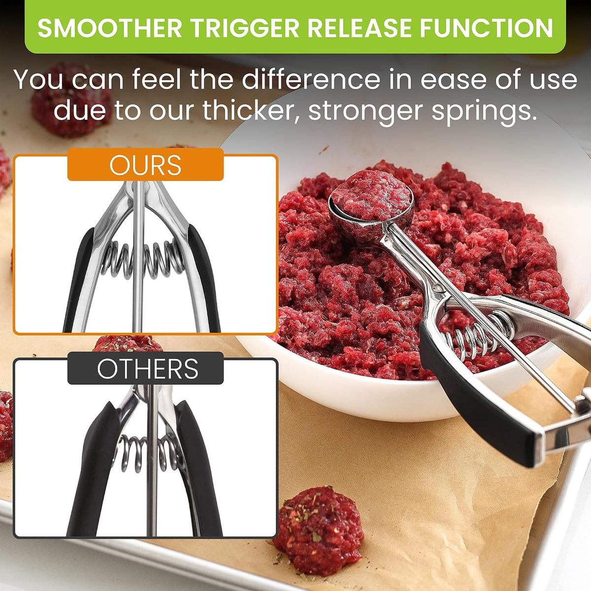 Spring Chef Extra Large Stainless Steel Cookie Scoop, #10, 5.5 Tbsp, Black