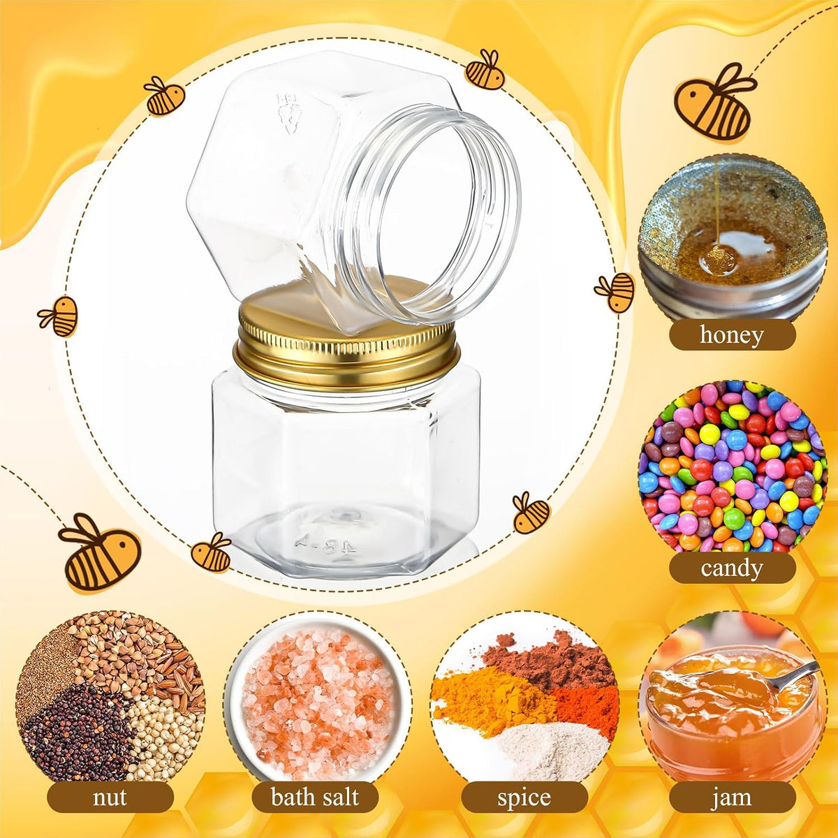 Funnymoom 2.5 oz Mini Honey Jars with Wooden Dippers, Classic