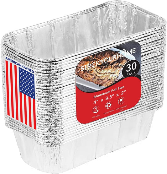 Stock Your Home Aluminum Pans Mini Loaf Pans (50 Pack) 1 Lb Aluminum Foil Tin Pans, Small Loaf Pans – 1 Pound Disposable Baking Pans Perfect for Baking Cakes, Bread Loaves - 6 x 3.5 x 2