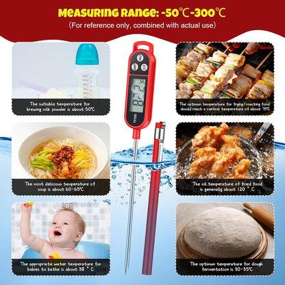 Copkim Food Thermometer Instant Read Probe BBQ,Red